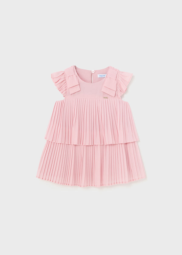 Pleated dress, dahlia pink, front