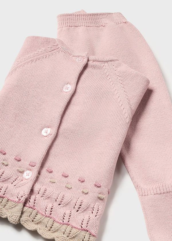 Sugar Pink Embroidered Set w/ Pants, Sweater & Hat Warmer