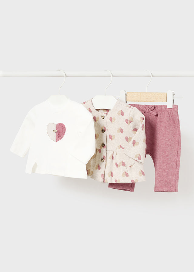 Heart Shirt with Leggings & Jacket Set