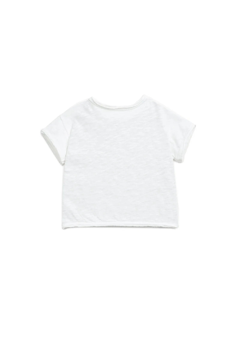 White PlayUp T-shirt with a Kangaroo Pocket