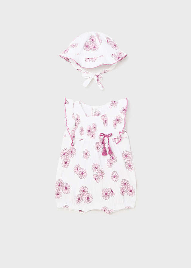 Baby Girl Floral Romper with Hat