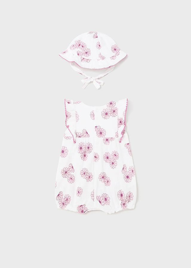 Baby Girl Floral Romper with Hat