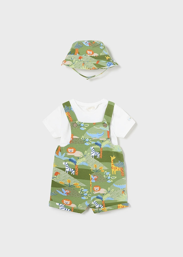 Happy Safari Water Scenery 3 PC Short Dungarees and Hat Set