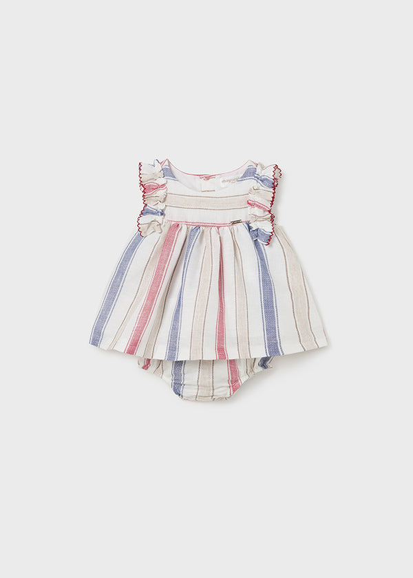 Newborn Striped Linen Dress and Bloomer Set