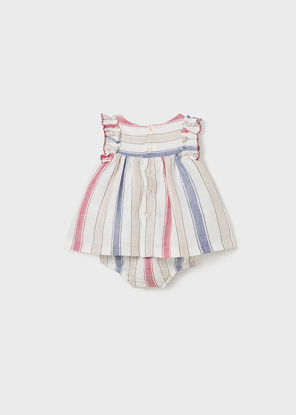 Newborn Striped Linen Dress and Bloomer Set