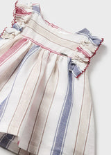 Newborn striped linen dress and bloomer set