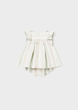 Newborn striped linen dress and bloomer set