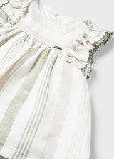 Newborn striped linen dress and bloomer set