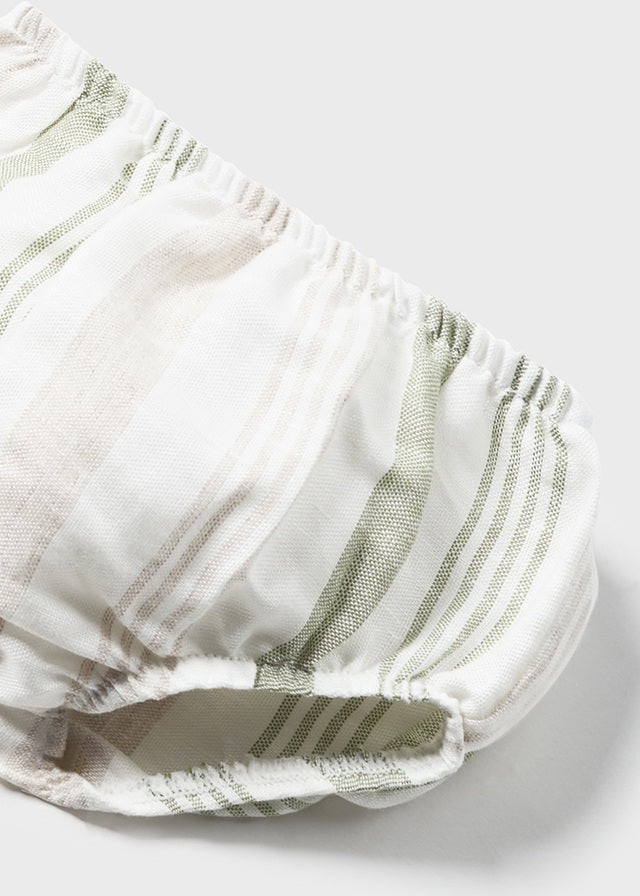 Newborn striped linen dress and bloomer set