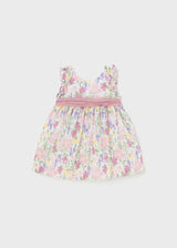 Baby floral dress with tulle sash front.