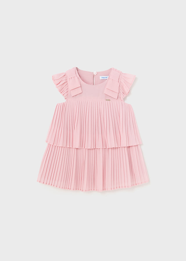 Pleated dress, dahlia pink, front