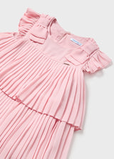 Pleated dress, dahlia pink, close up