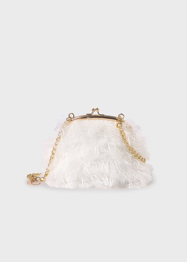 Feather purse in cream
