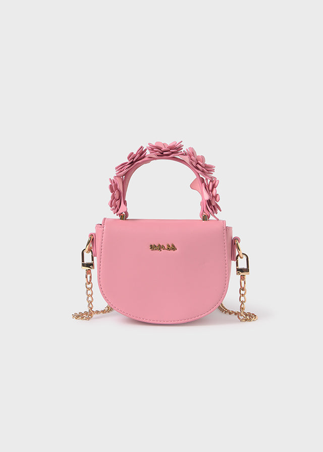 Floral handle bag in blush, back.