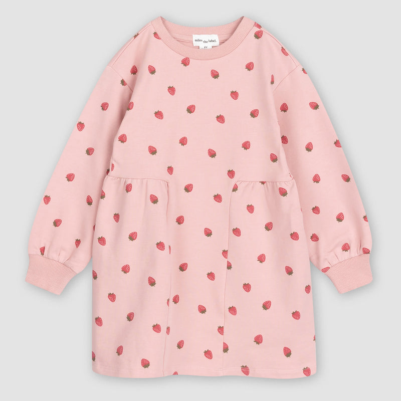 Strawberry Print on Rose Terry Dress