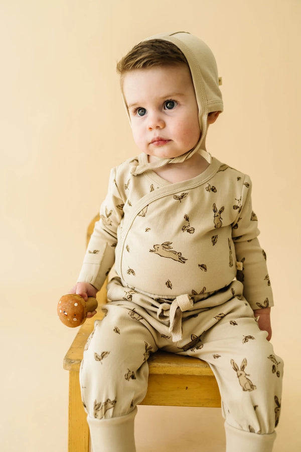 Organic Bunny Hop Kimono Onesie & Pants Set