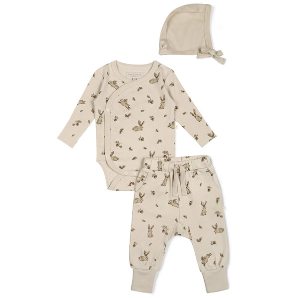 Organic Bunny Hop Kimono Onesie & Pants Set