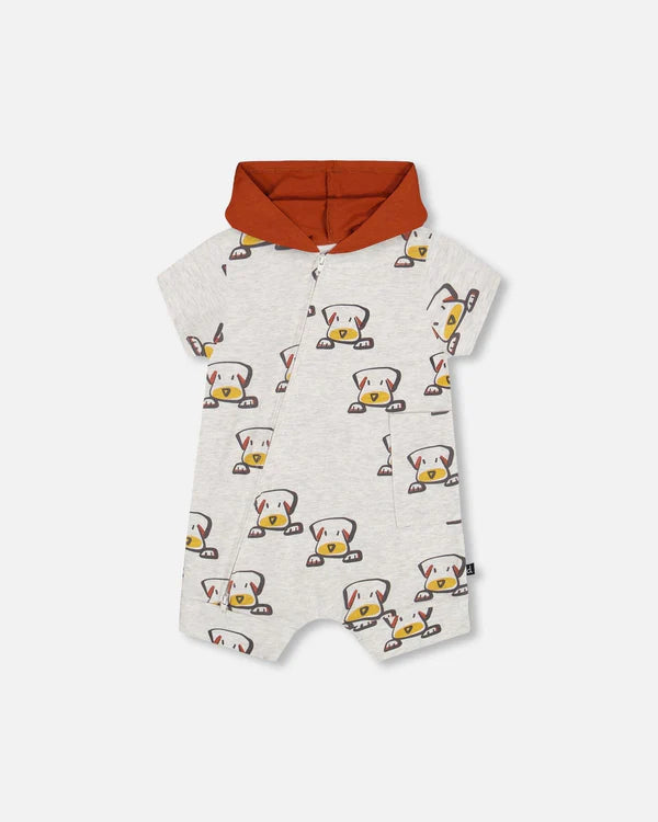 Organic Hooded Big Dogs Printed Romper