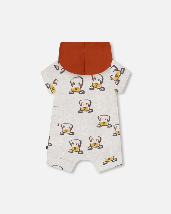 Organic Hooded Big Dogs Printed Romper