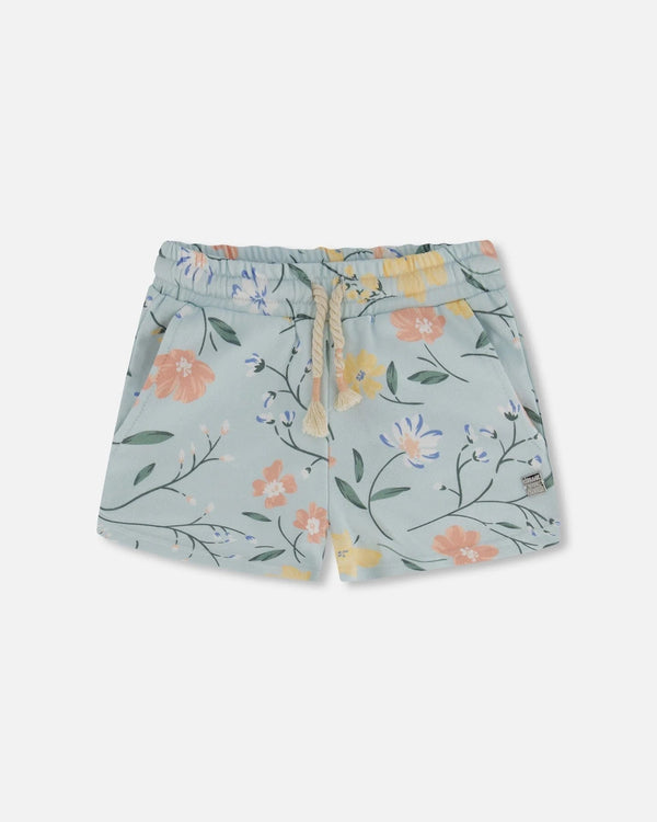 Printed Baby Blue Flowers Shorts