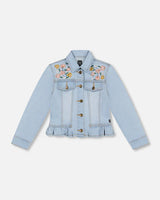 Jean Jacket With Embroidery Light Blue Denim