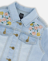 Jean Jacket With Embroidery Light Blue Denim