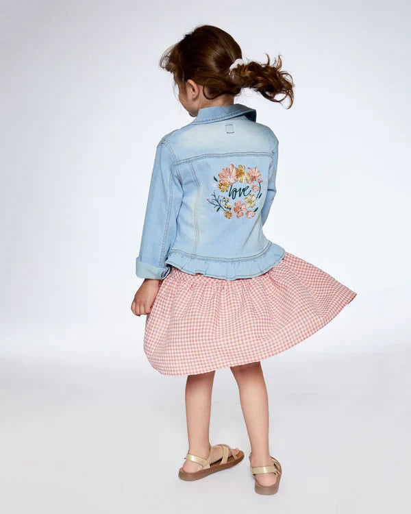 Jean Jacket With Embroidery Light Blue Denim