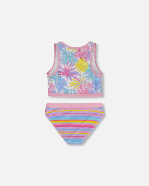 Two Piece Swimsuit ,Palm Leaf Pastel Print