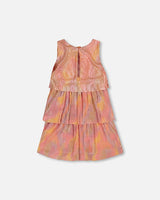 Pleated Layered Dress, Metallic Rainbow