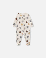 Organic Cotton One Piece Pajamas, Printed Monsters