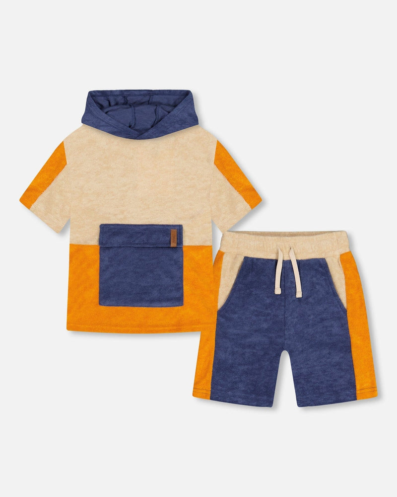 Terry Cloth Hooded Top / Short Set