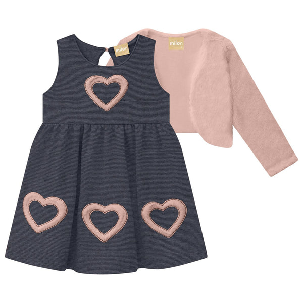 Graphite Heart Dress & Sweater Set