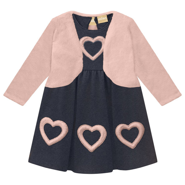 Graphite Heart Dress & Sweater Set