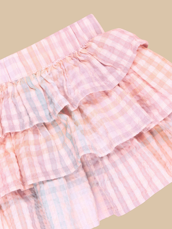 Rainbow Check Frill Skirt