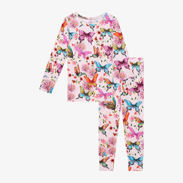 Posh Peanut Watercolor Butterfly Long Sleeve Pajamas