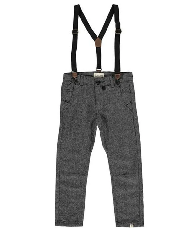 Black Herringbone Pants with Suspenders - The Gray Dragon