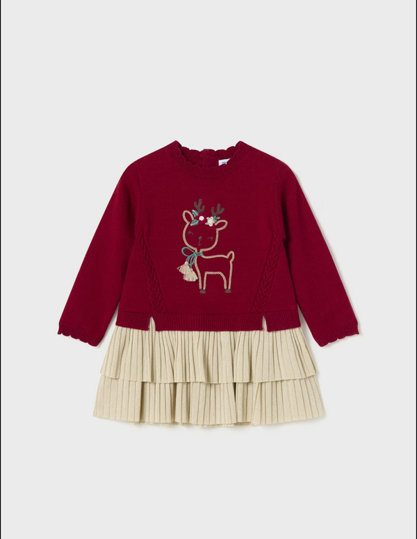 Reindeer Baby Combined Knit Dress