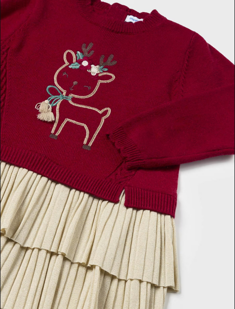 Reindeer Baby Combined Knit Dress