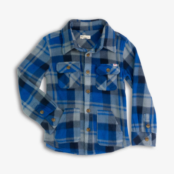 Snow Fleece - Blue/Taupe Plaid