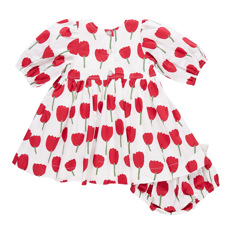 Baby Girls Evelyn Dress Set - Red Tulips