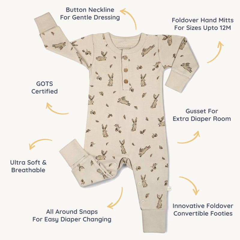 Organic Bunny Hop Button Romper