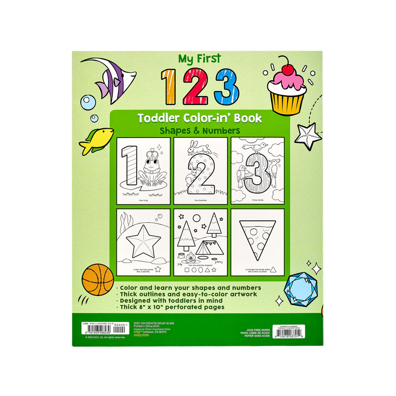 Shapes & Numbers Toddler Color-in Book - The Gray Dragon