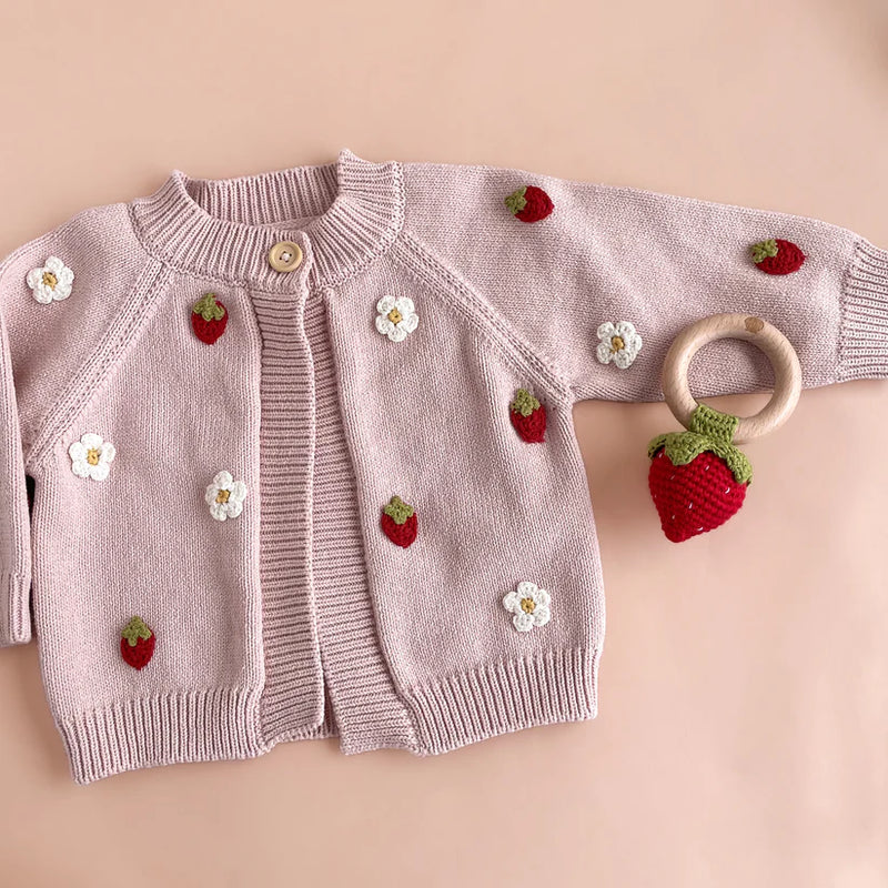 Cotton Strawberry Flower Cardigan