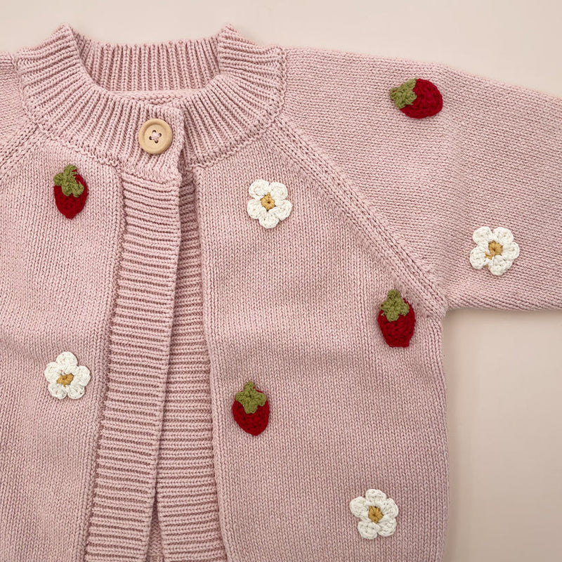 Cotton Strawberry Flower Cardigan