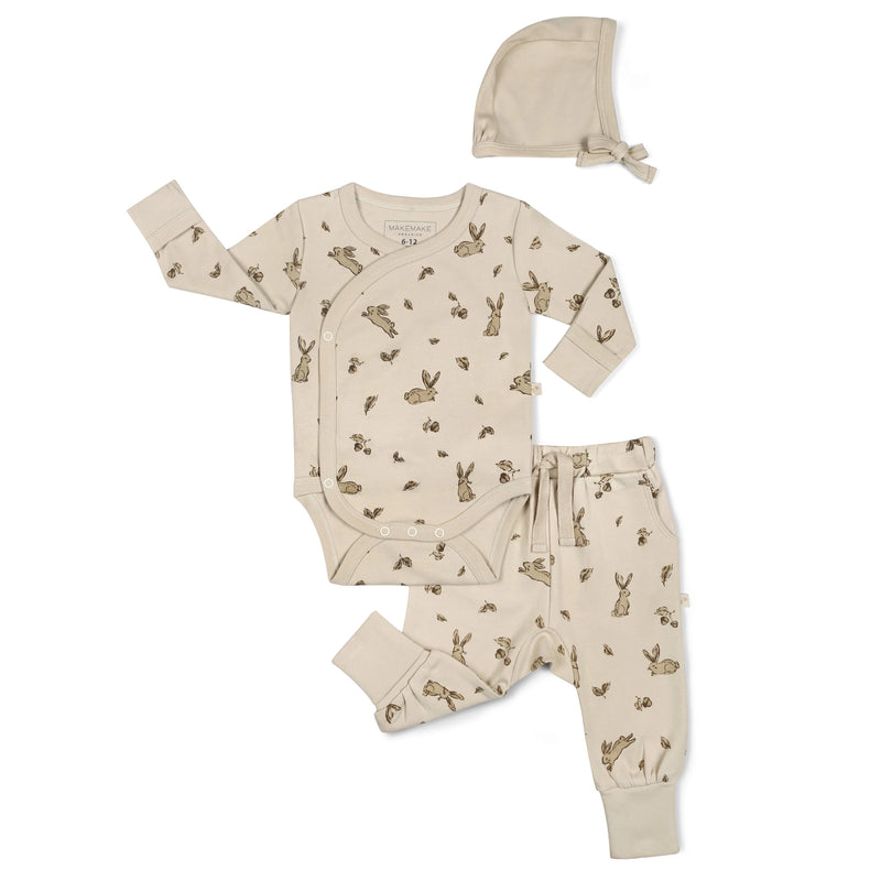 Organic Bunny Hop Kimono Onesie & Pants Set