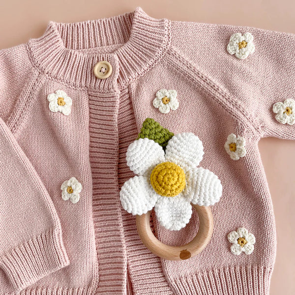 Cotton Rattle Teether, Flower