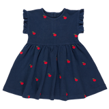 Girls Adeline Ruffle Dress - Apples Embroidery