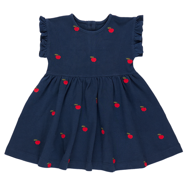 Girls Adeline Ruffle Dress - Apples Embroidery