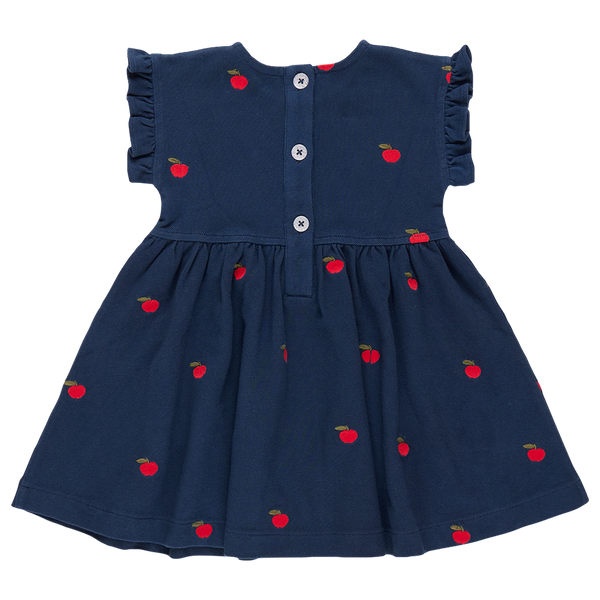 Girls Adeline Ruffle Dress - Apples Embroidery