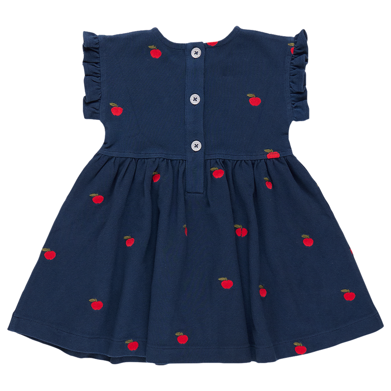 Girls Adeline Ruffle Dress - Apples Embroidery